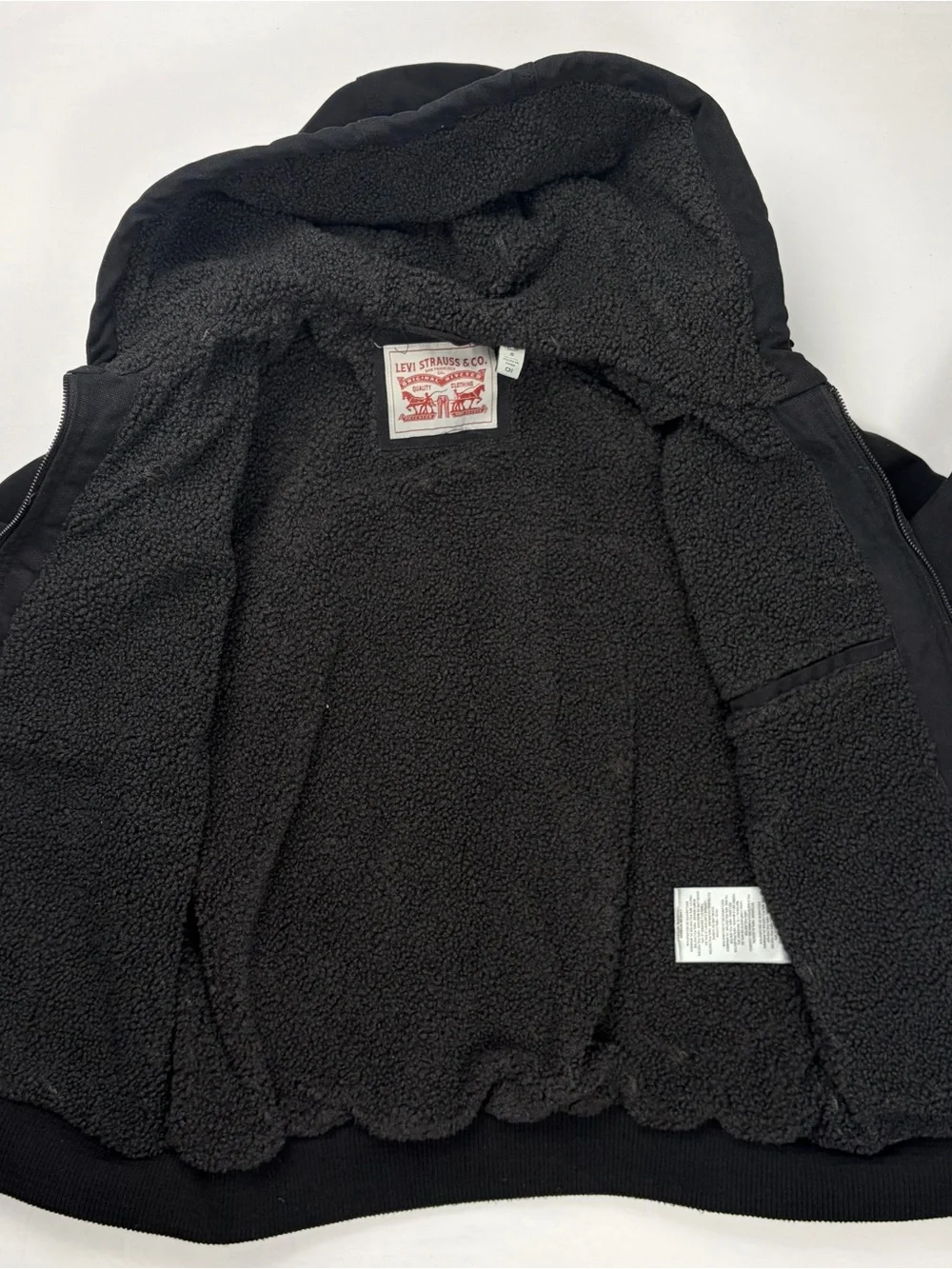 Levi's Black Sherpa-Lined Hooded Jacket Heave canvas